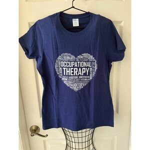 Port & Company Occupational Therapy Graphic T-Shirt Blue Women Large OT EUC
